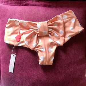 Lolli swim bow bottom peach polka dots xs